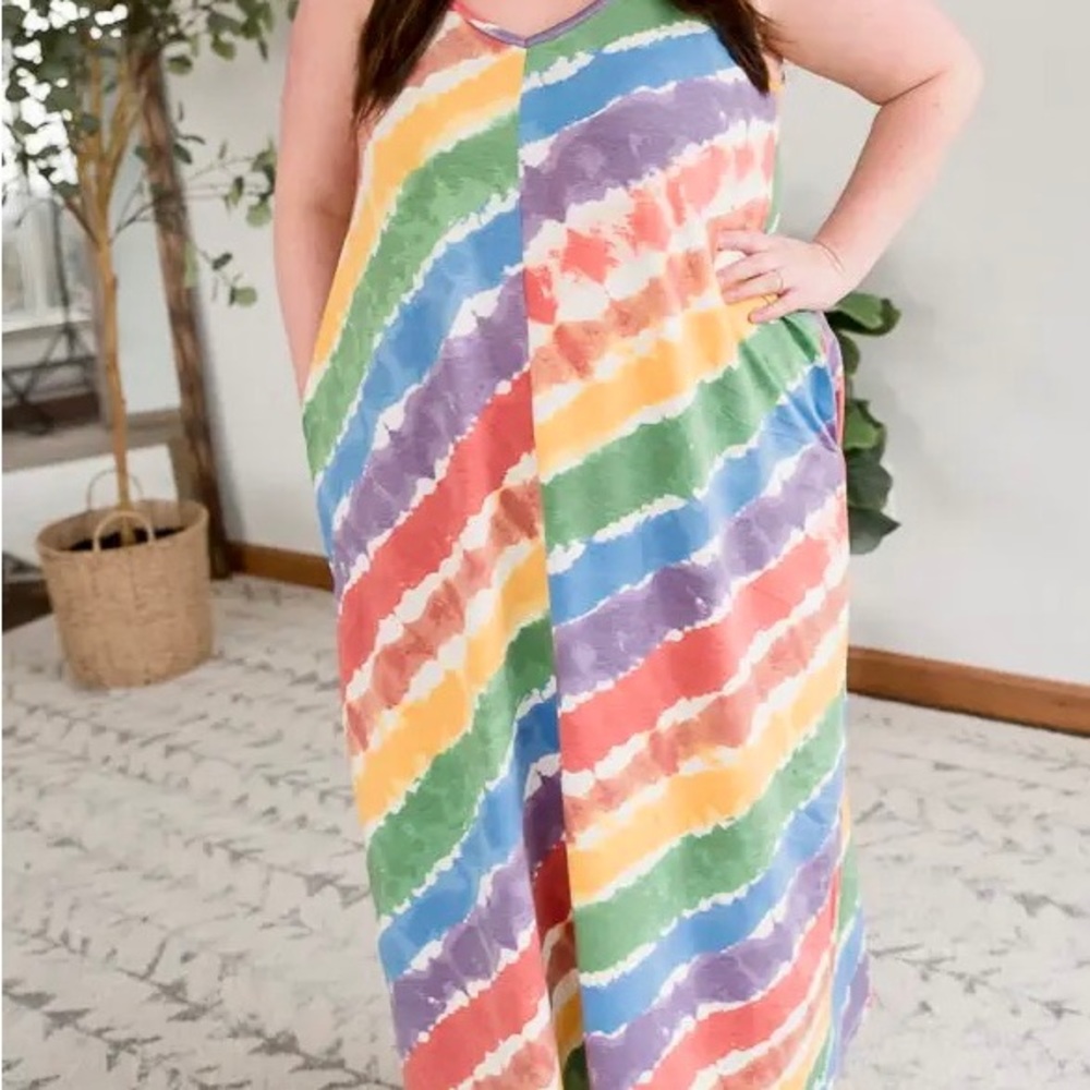 🌈 RAINBOW STRIPE MAXI DRESSES - CURVY! 🌈